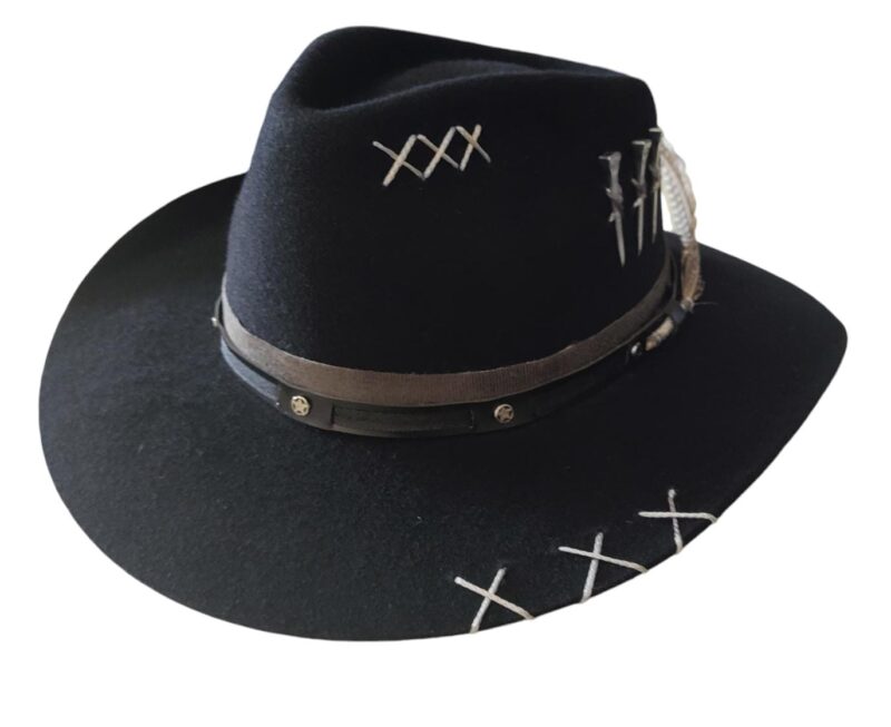CHAPÉU PRALANA 5X CAMPO PRETO ABA 7.5 TRADIÇÃO 3 CRAVOS GG