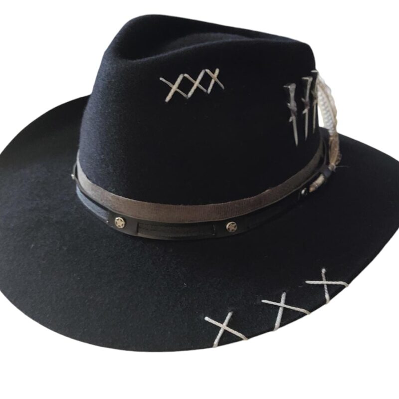 CHAPÉU PRALANA 5X CAMPO PRETO ABA 7.5 TRADIÇÃO 3 CRAVOS P