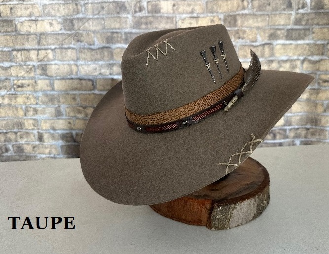 CHAPÉU PRALANA 5X CAMPO TAUPE ABA 10 TRADIÇÃO 3 CRAVOS M