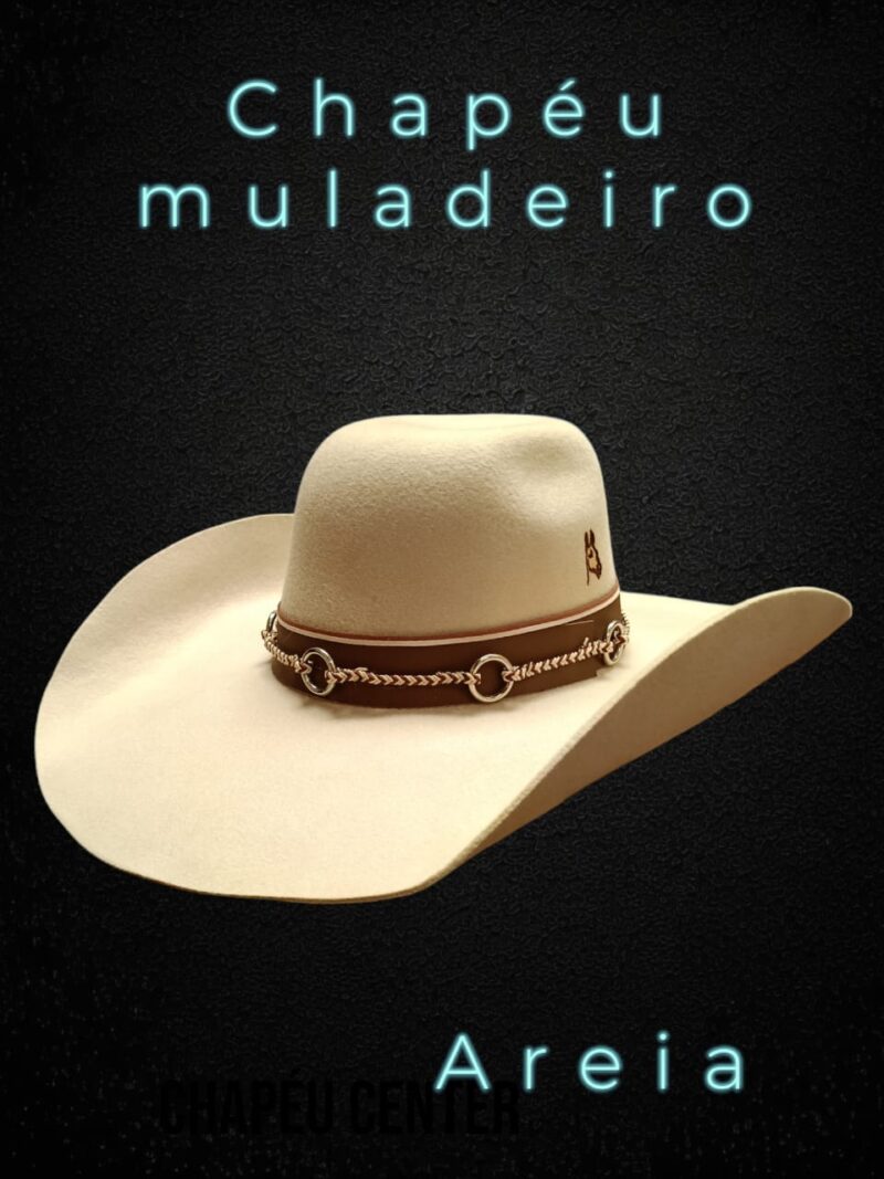 CHAPÉU MULADEIRO COR AREIA PERSONALIZADO ABA GRANDE TAM 55