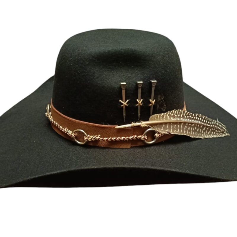 CHAPÉU MULADEIRO 3 CRAVOS PRETO PERSONALIZADO ABA GRANDE TAM 56