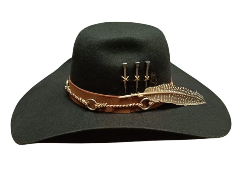 CHAPÉU MULADEIRO 3 CRAVOS PRETO PERSONALIZADO ABA GRANDE TAM 62
