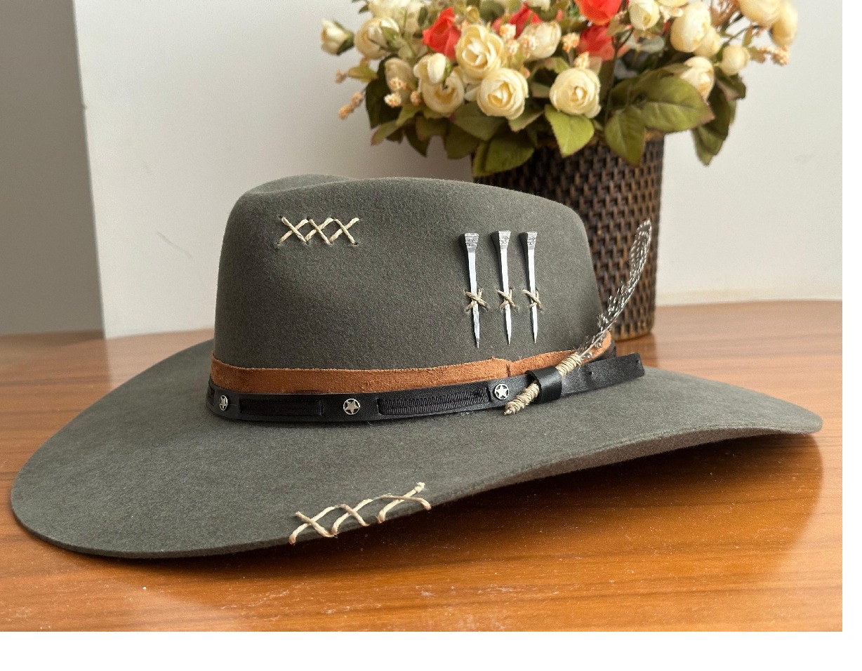 CHAPÉU PRALANA 5X CAMPO CINZA ABA 10 TRADIÇÃO 3 CRAVOS P