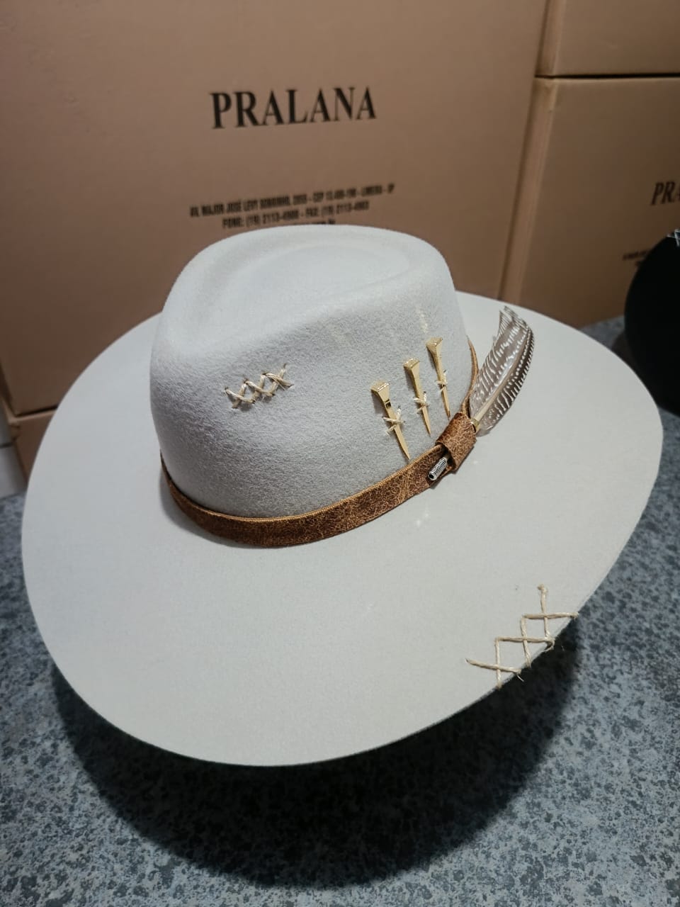 Chapeu Personalizado 3 Cravos De Ferradura Aba 10 Gelo Original Pralana P