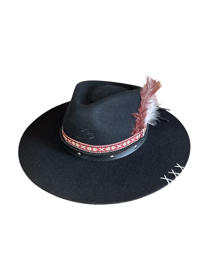 CHAPEU PRALANA CAMPO RAIZ LAUANA PRADO ABA RETA 8.5CM PRETO G