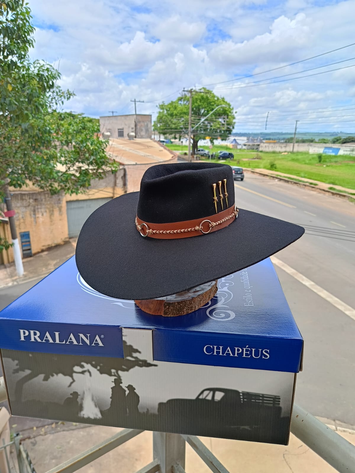 CHAPÉU 3 CRAVOS ABA LARGA COPA BAIXA PANTANEIRO ABA 13 PRETO TAM 60