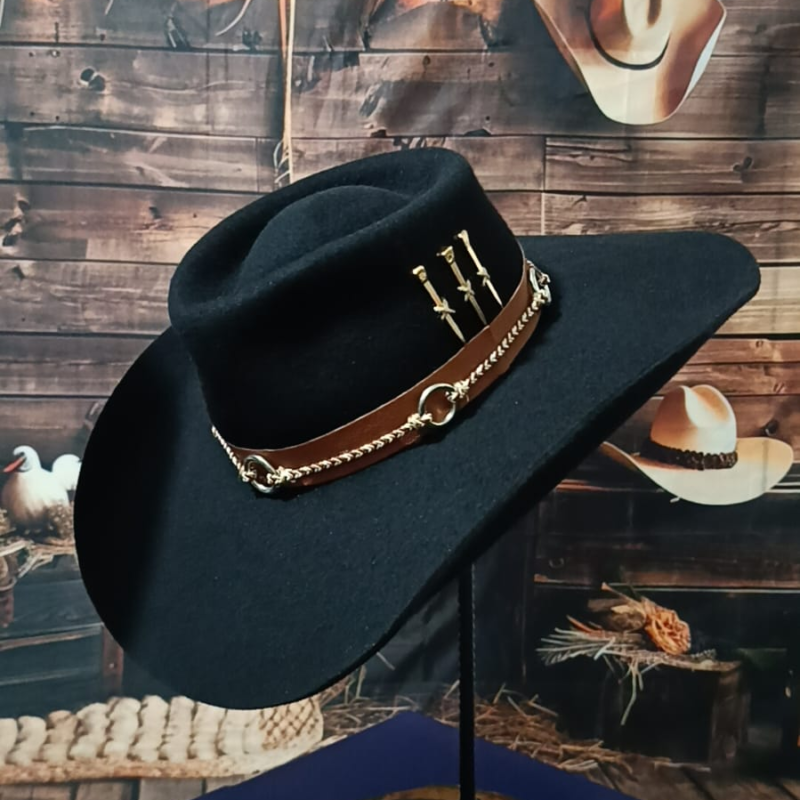 Chapeu 3 Cravos Copa Baixa Boiadeiro Aba 12 Preto P