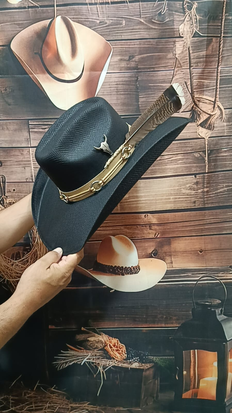 CHAPÉU PERSONALIZADO TEXANO ABA 12 PRETO GG