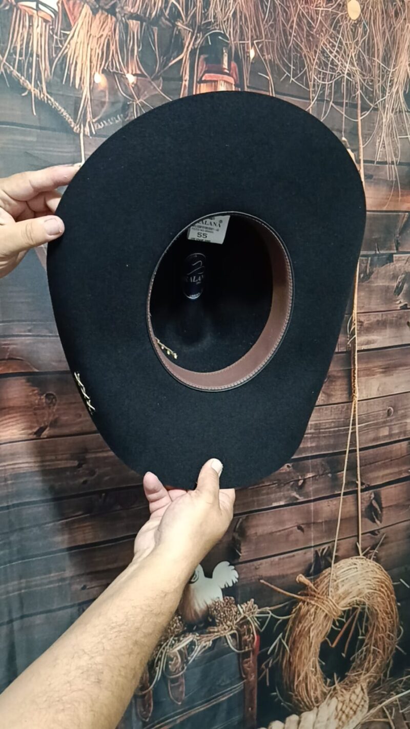 Chapeu 3 Cravos Dourado Americano Aba 11 Personalizado Preto 59