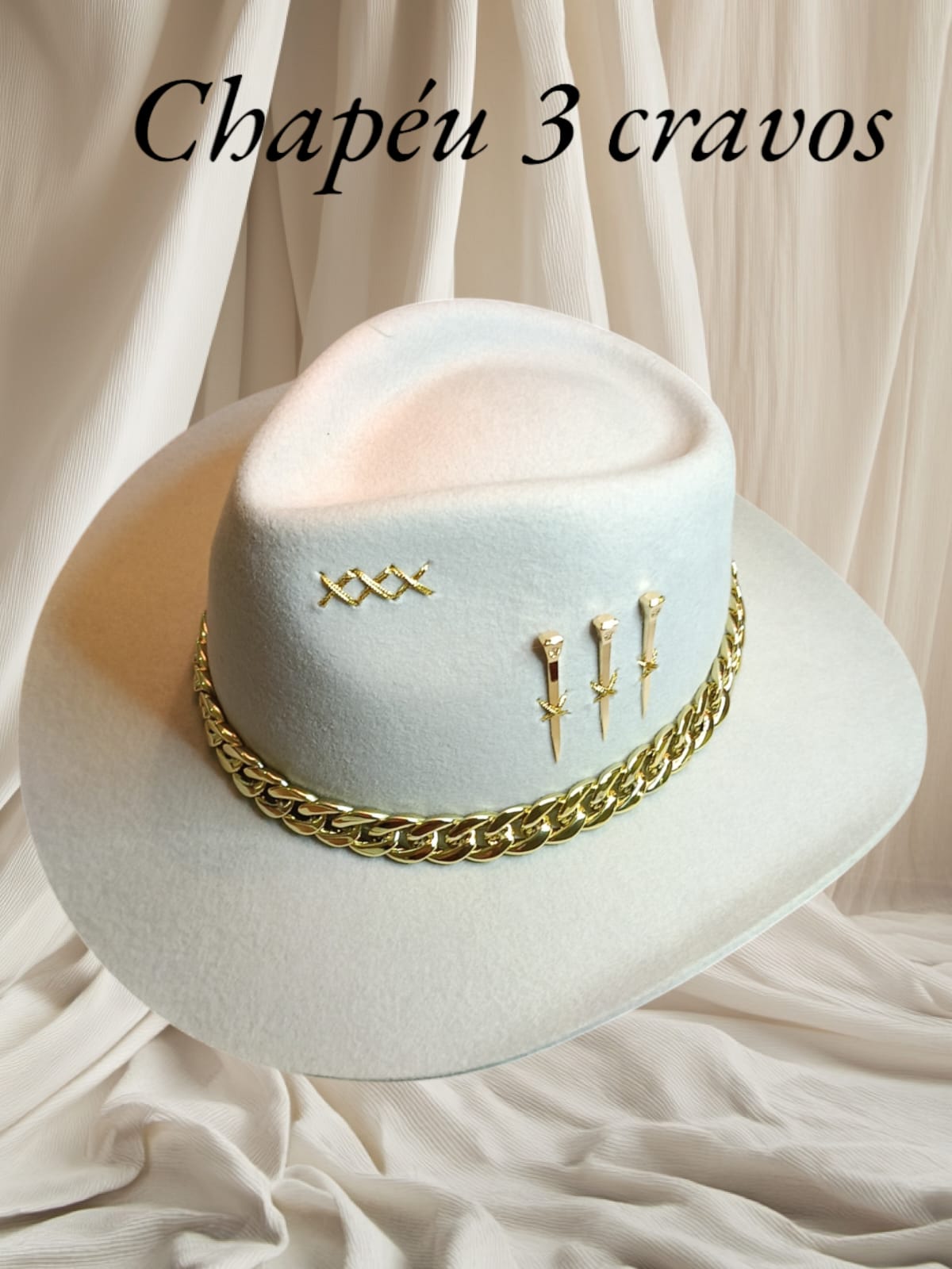 CHAPEU PERSONALIZADO 3 CRAVOS CORRENTE ABA 8,5 GELO TAM PP