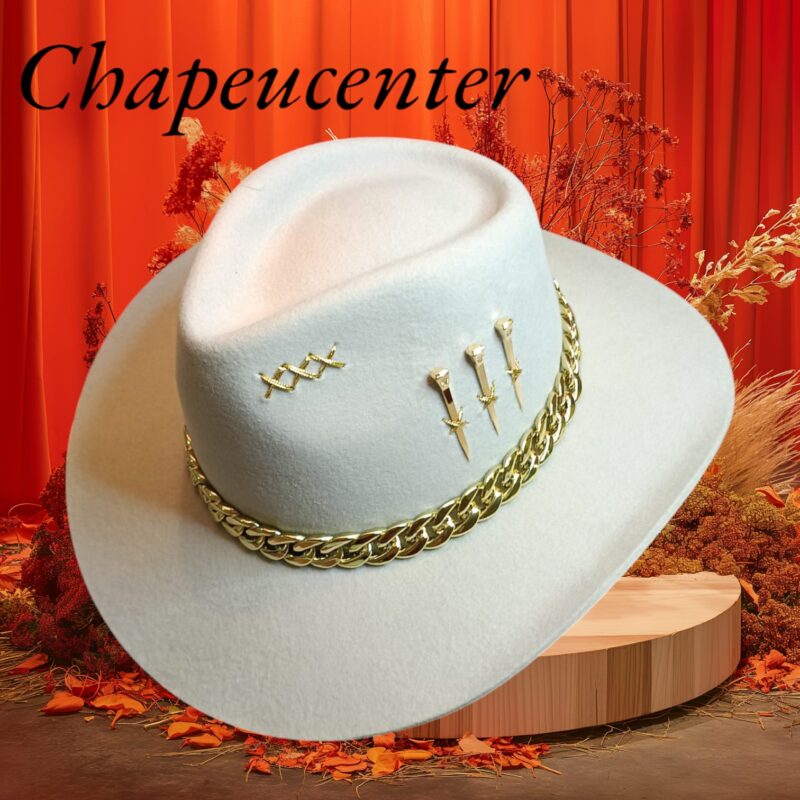 CHAPEU PERSONALIZADO 3 CRAVOS CORRENTE ABA 8,5 GELO TAM P