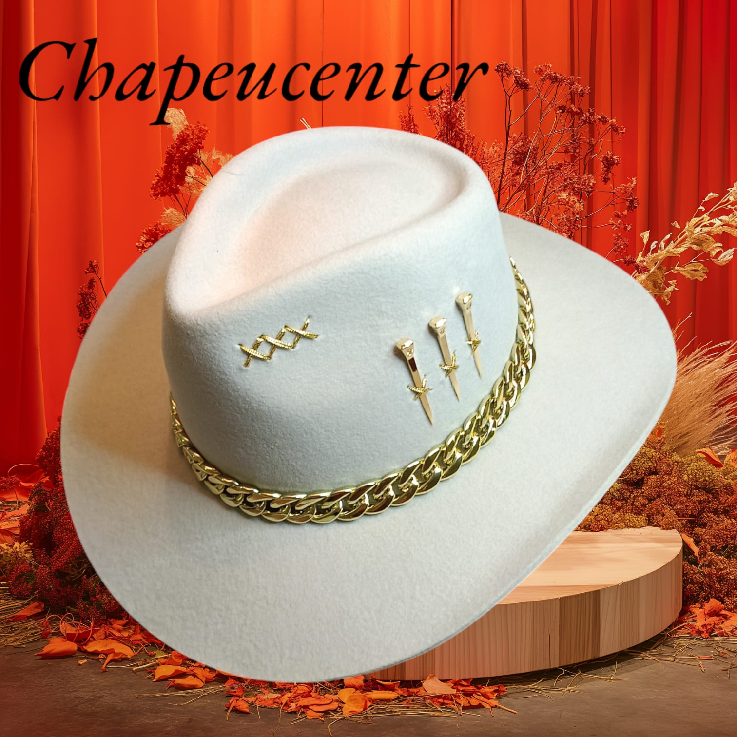 CHAPEU PERSONALIZADO 3 CRAVOS CORRENTE ABA 8,5 GELO TAM PP