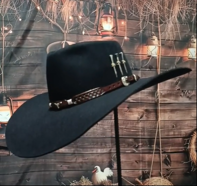 CHAPÉU ABA 13 3 CRAVOS COPA BAIXA PRETO BANDA DE BOI TAM 55