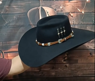 CHAPÉU ABA 13 3 CRAVOS COPA BAIXA PRETO BANDA DE MOEDA TAM 60