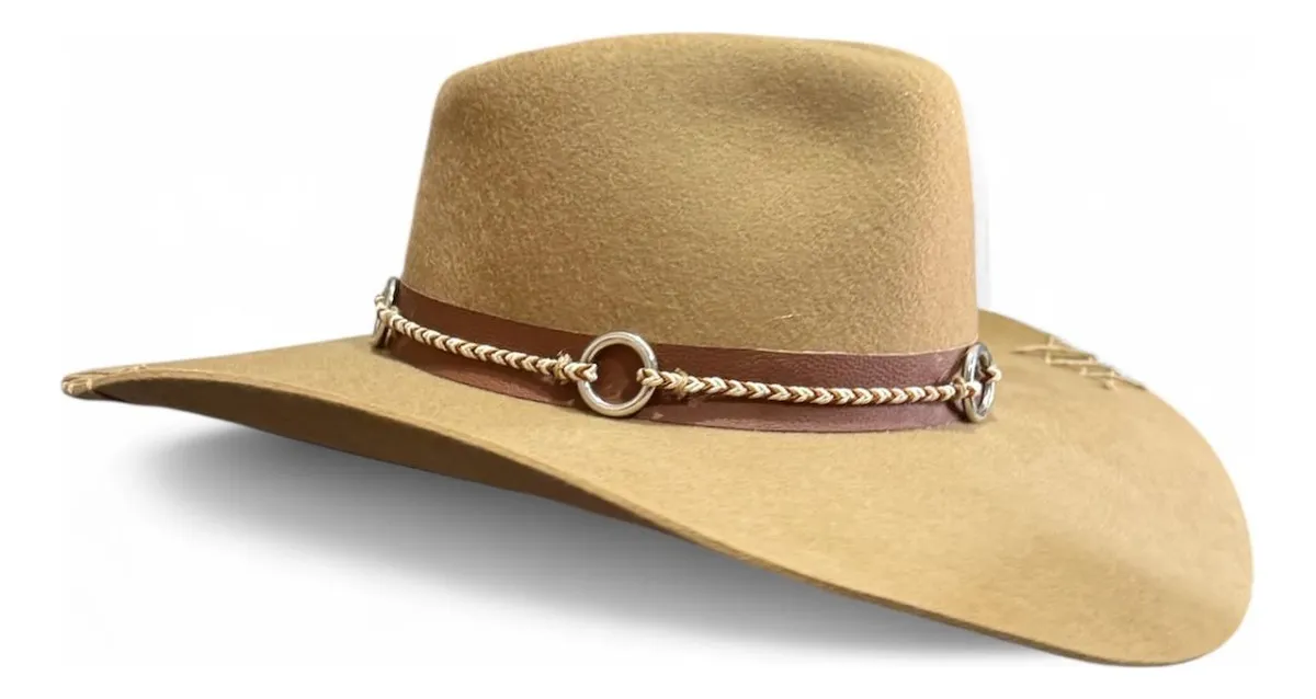 CHAPÉU 3 CRAVOS CAMEL ABA 10 C/ BANDA DE ARGOLA TAM GG