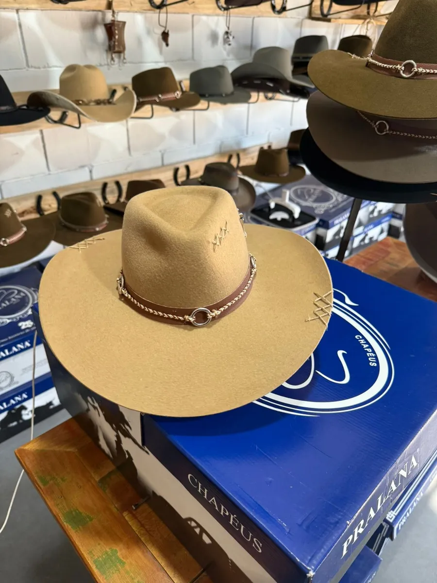 CHAPÉU 3 CRAVOS CAMEL ABA 10 C/ BANDA DE ARGOLA TAM GG