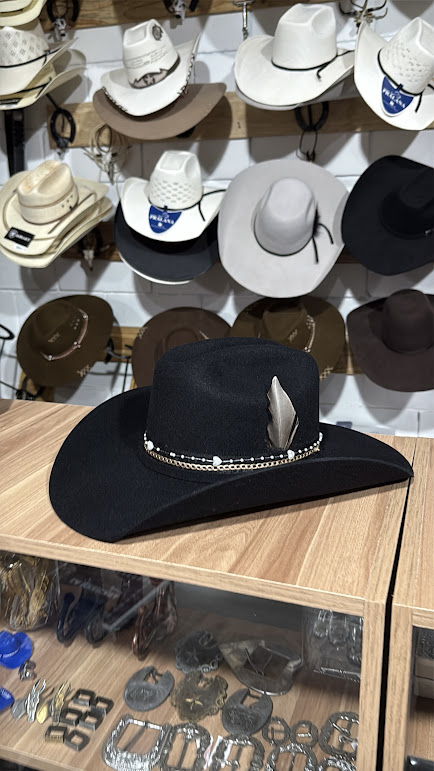 CHAPÉU PRALANA BIG HORSE PRETO ABA 11 PERSONALIZADO FEMININO 57