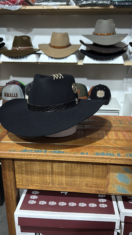 CHAPEU PRALANA 5X CAMPO ABA 10 PRETO CASCA DE BALA E CARTA DE BARALHO PP