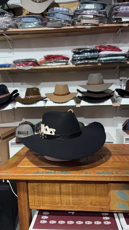 CHAPEU PRALANA 5X CAMPO ABA 10 PRETO CASCA DE BALA E CARTA DE BARALHO PP