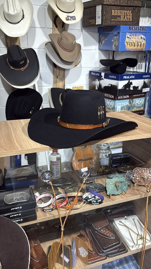 CHAPÉU PRALANA 30X PRETO ABA 11 PERSONALIZADO CASCA DE BALA TAM 61