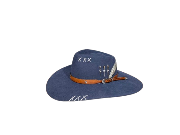 CHAPÉU PRALANA 5X CAMPO AZUL ABA 10 PERSONALIZADO 3 CRAVOS CASCA DE BALA P