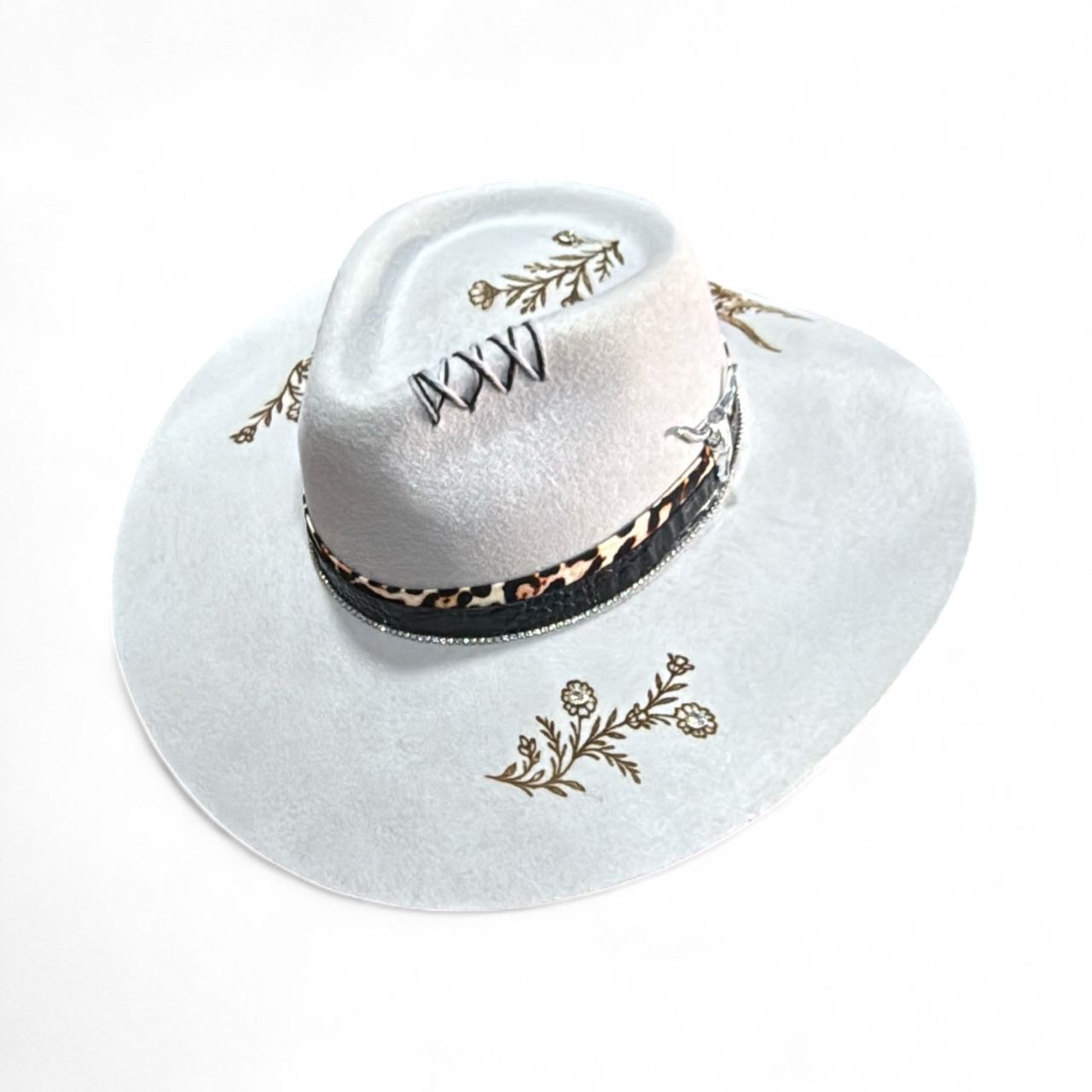 CHAPEU GELO ABA 10 PERSONALIZADO A LASER LONGHORN FLORAL
