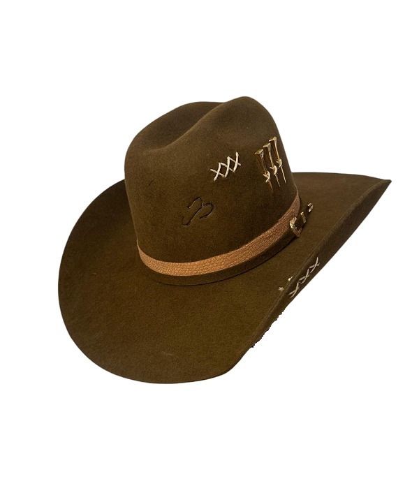 Chapeu 3 Cravos Americano Aba 11 Customizado Café