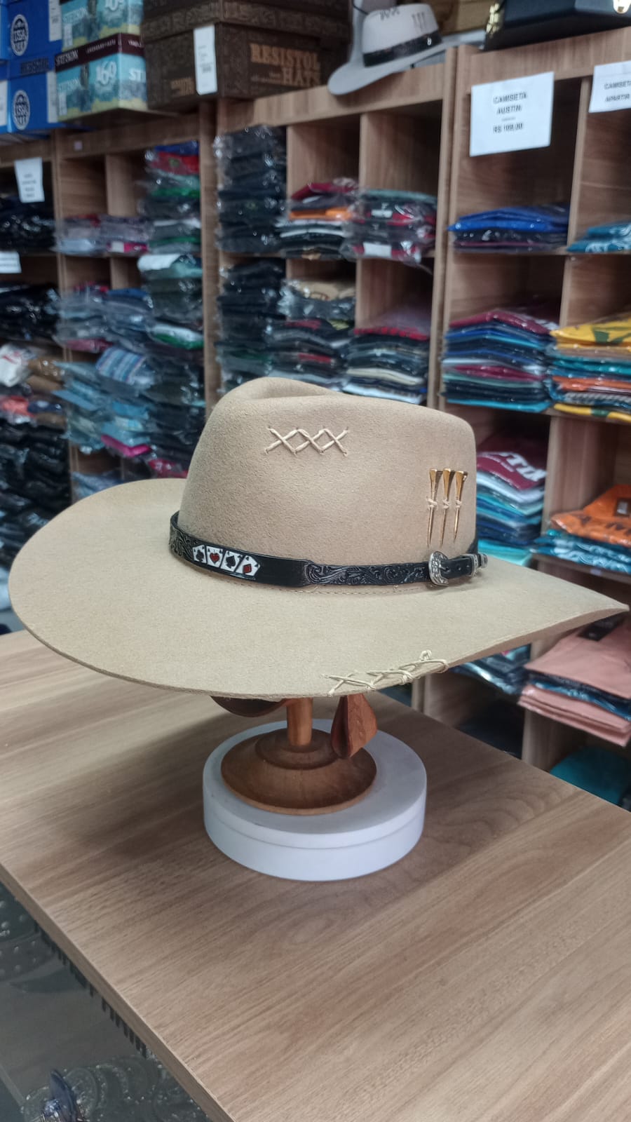 CHAPEU PRALANA 5X CAMPO ABA 10 CAMEL BANDINHA BARALHO PRETA C/ CASCA DE BALA