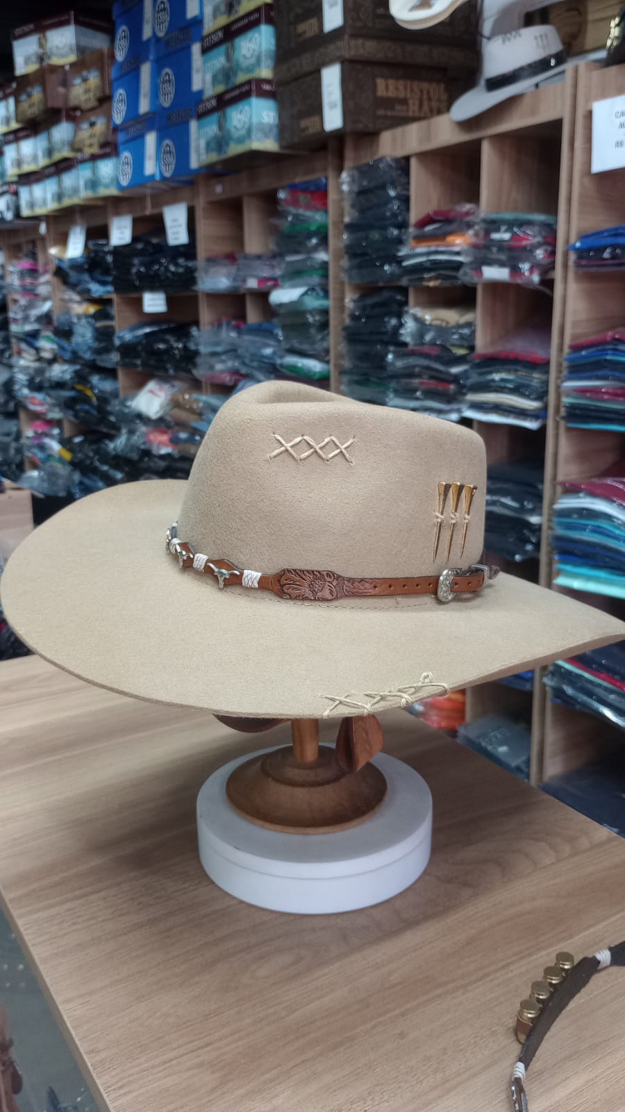 CHAPEU PRALANA 5X CAMPO ABA 10 CAMEL BANDINHA BOI MARROM