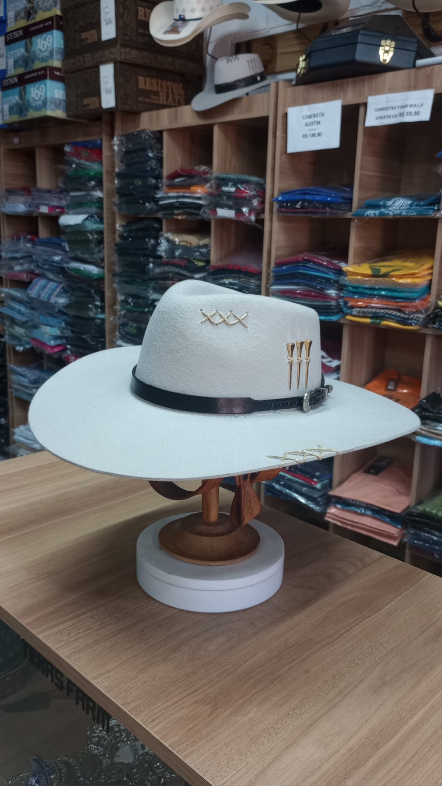 CHAPEU PRALANA 5X CAMPO ABA 10 GELO BANDINHA PRETA LISA