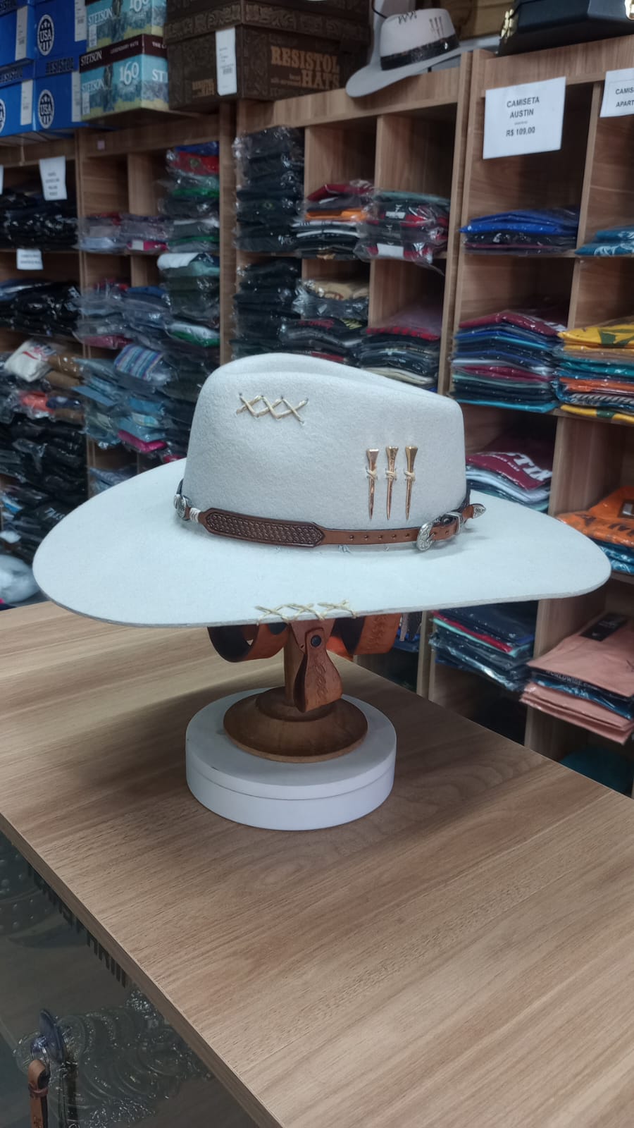 CHAPEU PRALANA 5X CAMPO ABA 10 GELO BANDINHA MOEDA MARROM C/ CASCA DE BALA