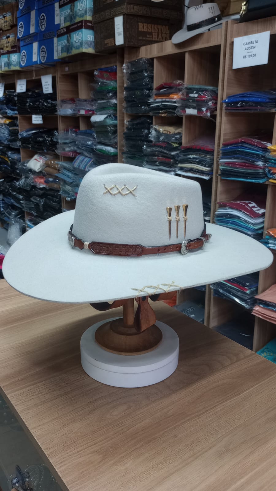 CHAPEU PRALANA 5X CAMPO ABA 10 GELO BANDINHA MOEDA MARROM